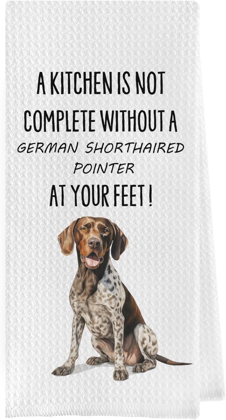 Geqtt German Shorthaired Pointer Dish Towels - 100% Waffle Weave Microfiber Kitchen Towels, German Shorthaired Pointer Color, 16x24 Inches - Image 1
